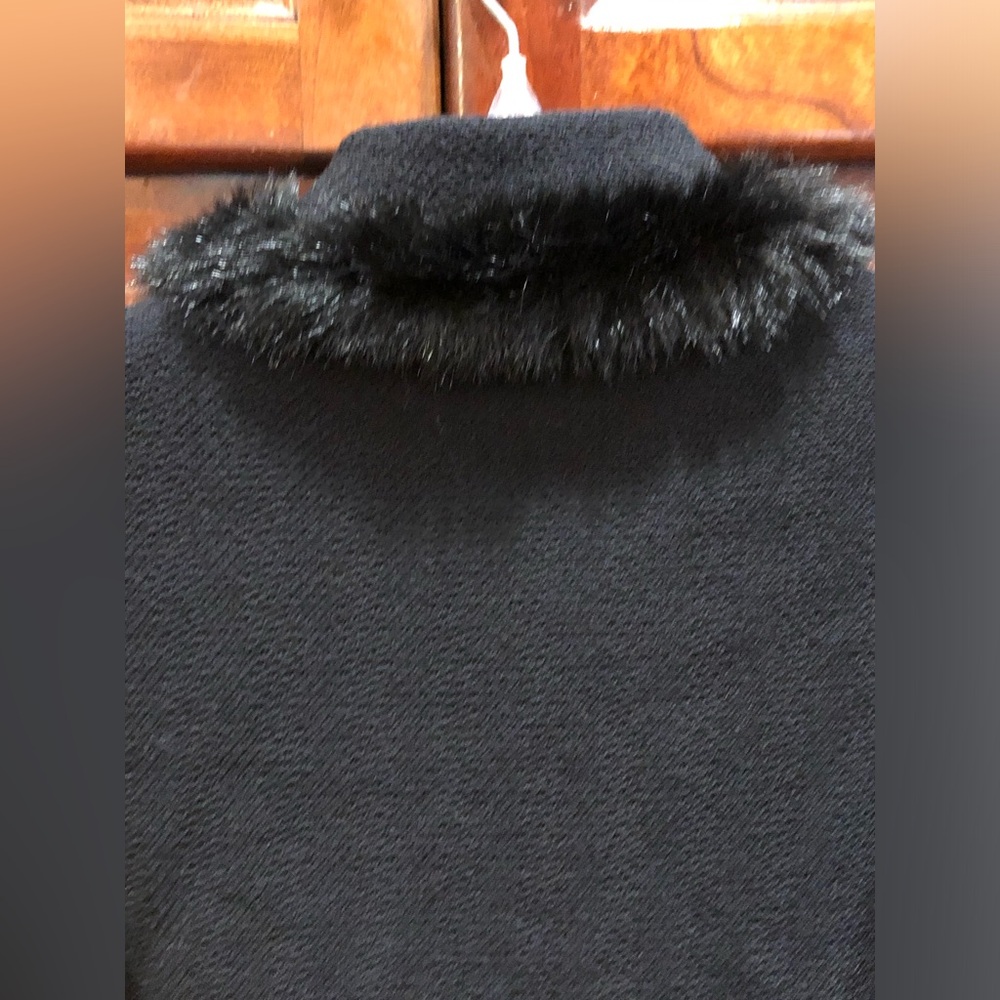 Vintage St. John Black Fur Trim Blazer Jacket Sz 6 Knit Quiet Luxury Old Money - Picture 7 of 11